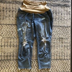 Full panel maternity distressed boyfriend jeans